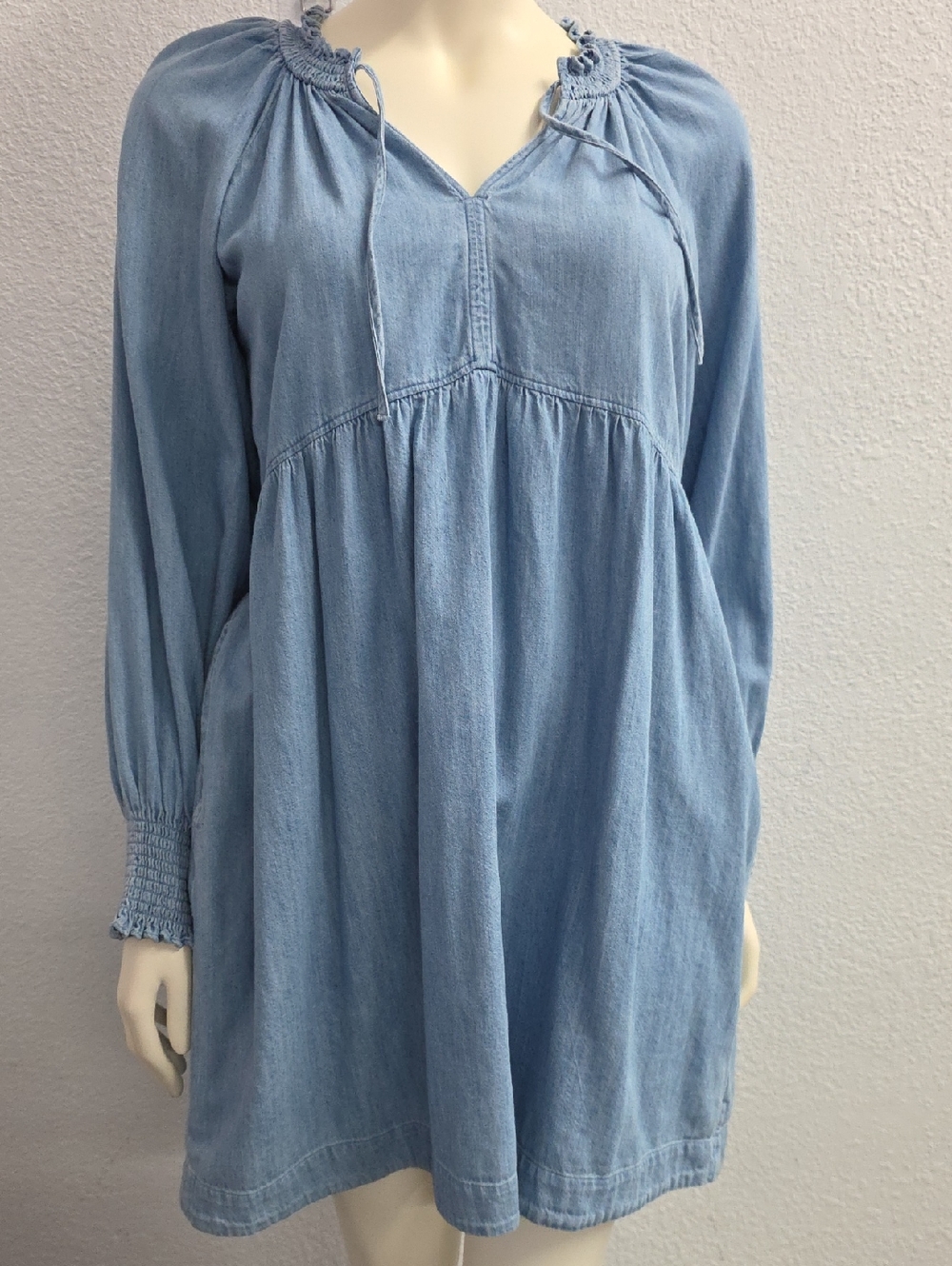 Old Navy Blue Cotton Chambray Denim Empire Mini Dress Large